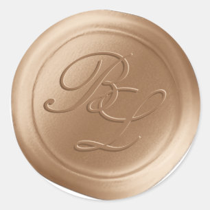 Caramel Double Monogram Faux Wax Seal Stickers