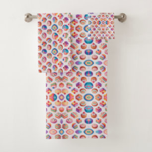 Caramel Floral Colourful Personalised Pattern Bath Towel Set