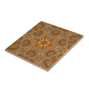Caramel Fractal Lace Ceramic Tile