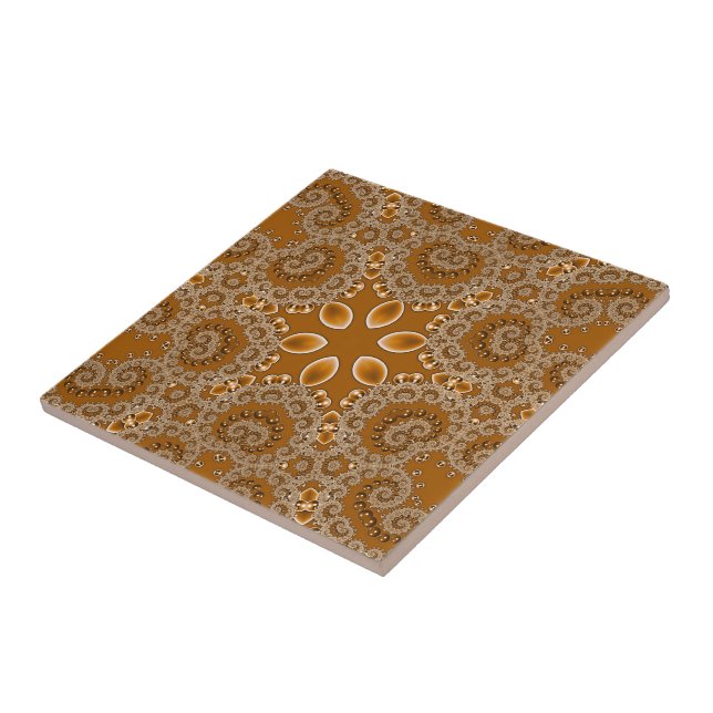 Caramel Fractal Lace  Ceramic Tile (Side)