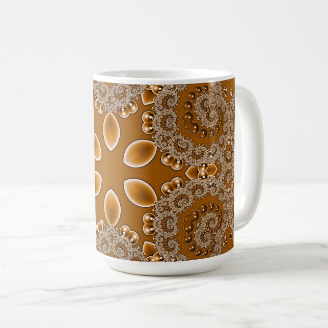Caramel Fractal Lace  Coffee Mug (Front Right)
