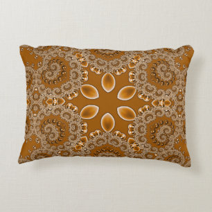 Caramel Fractal Lace Decorative Cushion