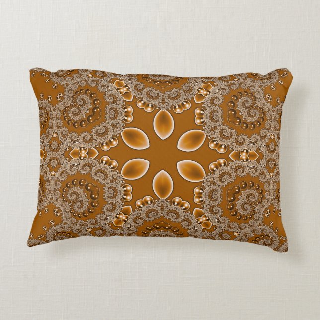 Caramel Fractal Lace Decorative Cushion (Back)