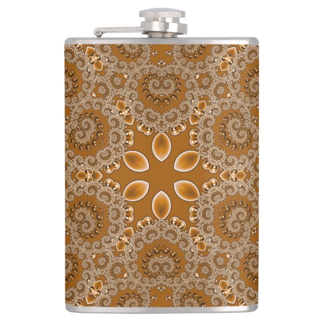 Caramel Fractal Lace  Hip Flask (Front)