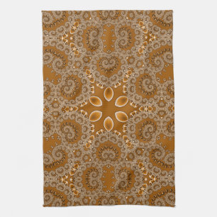 Caramel Fractal Lace  Tea Towel