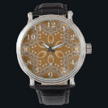 Caramel Fractal Lace  Watch<br><div class="desc">A mesmerizing fractal design featuring intricate, lace-like patterns in rich shades of gold, caramel, and bronze. This symmetrical composition radiates outward like a mandala, drawing the eye into its delicate spirals and glowing forms. The warm tones and ornate detailing evoke a sense of elegance and timeless beauty, making it a...</div>