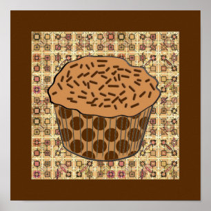 Caramel Frosted Cupcake with Sprinkles Poster