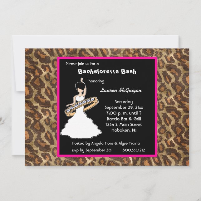 Caramel Fuscia Leopard Party Invitation (Front)