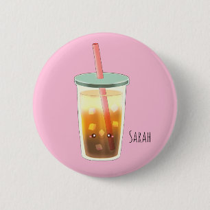 Caramel Iced Coffee With Cream Foam 6 Cm Round Badge