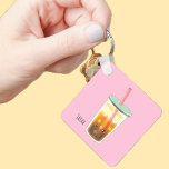 Caramel Iced Coffee With Cream Foam  Key Ring<br><div class="desc">Features caramel iced coffee with cream art

This is your sign to throw away your old keychain

You deserve better.introducing the iconic iced coffee keychain. it's stylish, portable and it's the keychain
you never knew you needed</div>