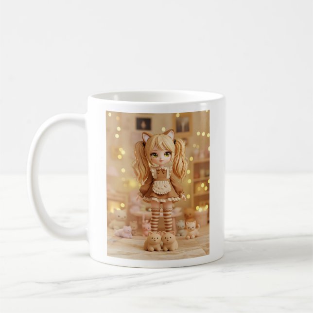 Caramel Kitten Kawaii Doll Coffee Mug (Left)