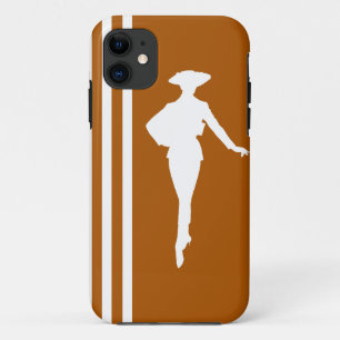 Caramel Modern Stripes with Fashion Silhouette iPhone 11 Case