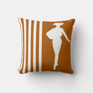 Caramel Modern Stripes with Fashion Silhouette Cushion