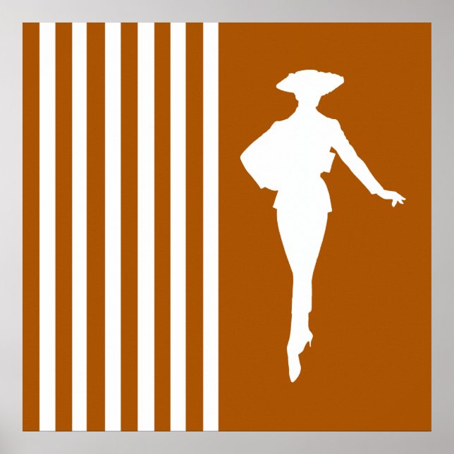 Caramel Modern Stripes with Fashion Silhouette Poster (Front)