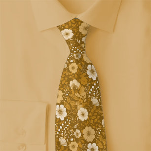 Caramel Pansies Tie