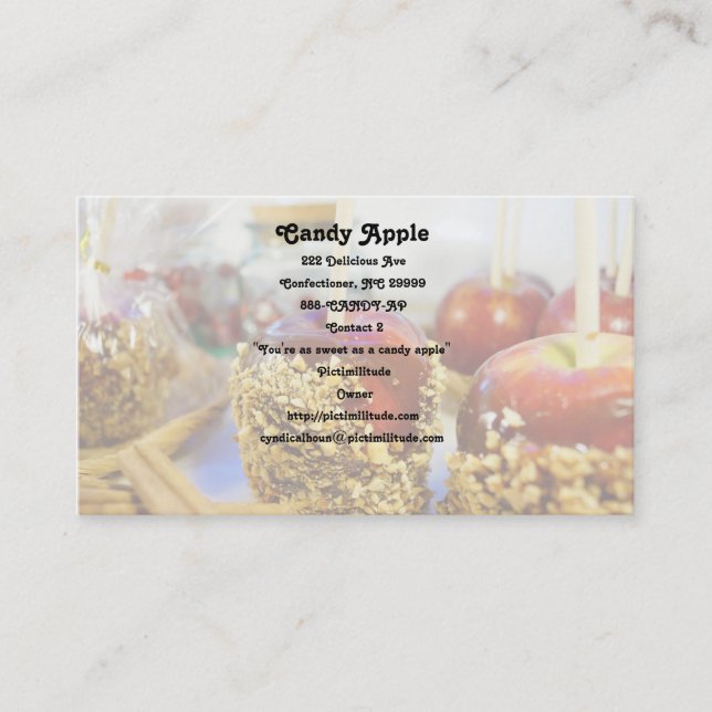 Caramel Peanut Apples Business Card (Front)