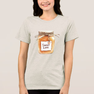 Caramel Sweet Love Jar with Pink Heart Tri-Blend Shirt