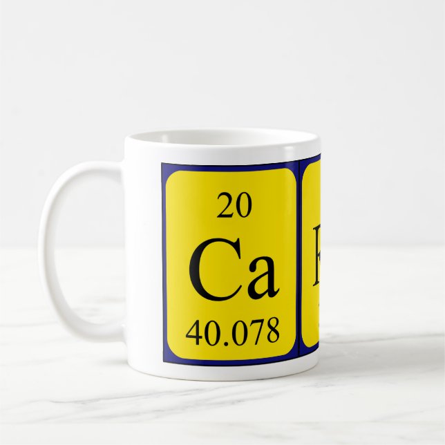 Caran periodic table name mug (Left)