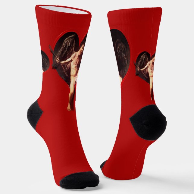 Caravaggio Cupid Valentine's Day Socks (Angled)