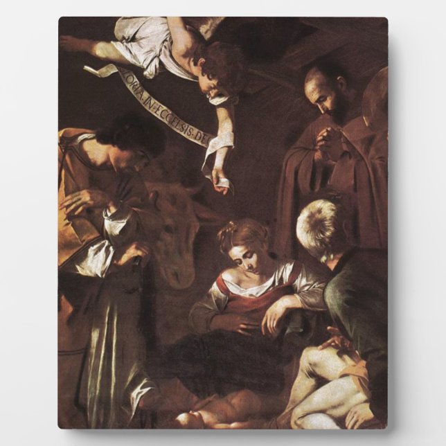 Caravaggio -Nativity with St Francis & St Lawrence Plaque (Front)