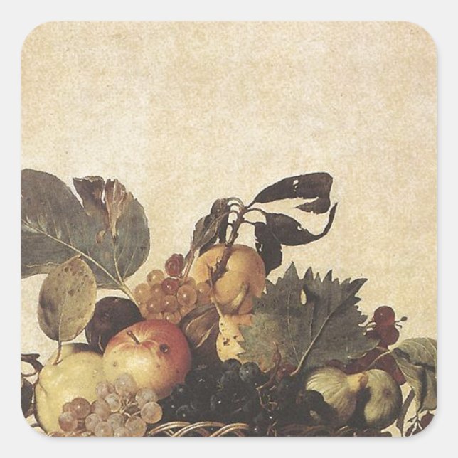 Caravaggio's Basket of Fruit Square Sticker (Front)