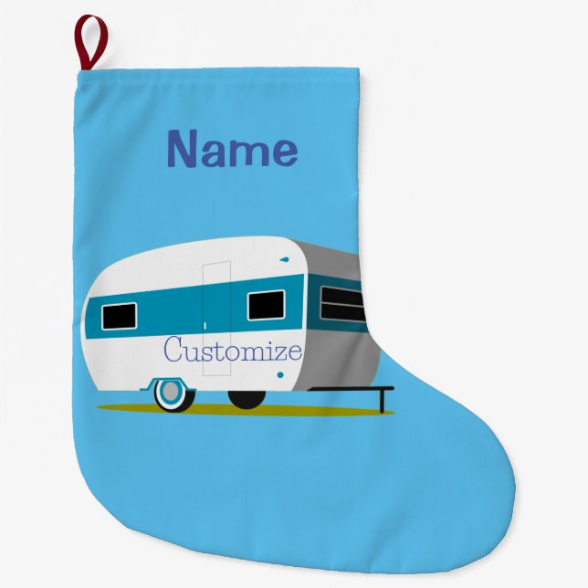 Caravan Camper RV Thunder_Cove  Large Christmas Stocking (Front)