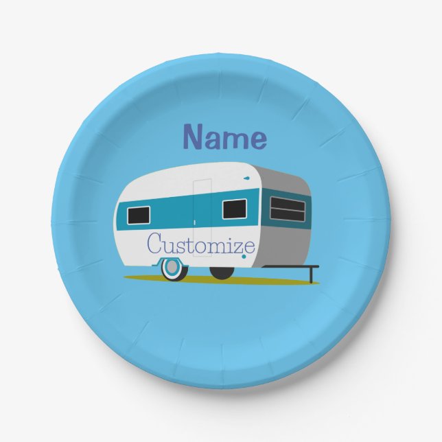 Caravan Camper RV Thunder_Cove Paper Plate (Front)