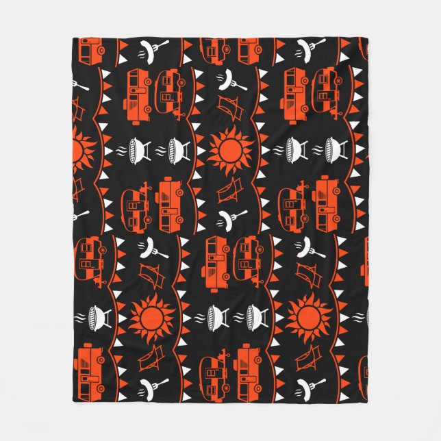 Caravan Camping Decor Fleece Blanket (Front)