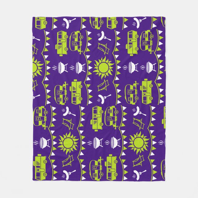 Caravan Camping Decor Fleece Blanket (Front)