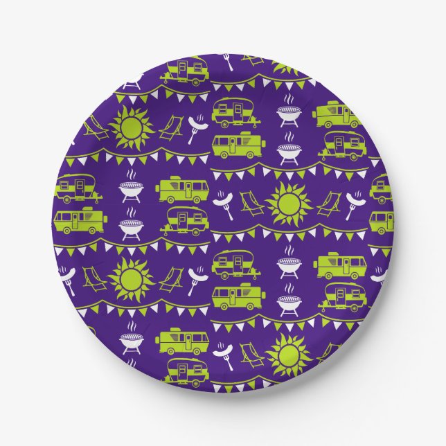 Caravan Camping Decor Paper Plate (Front)