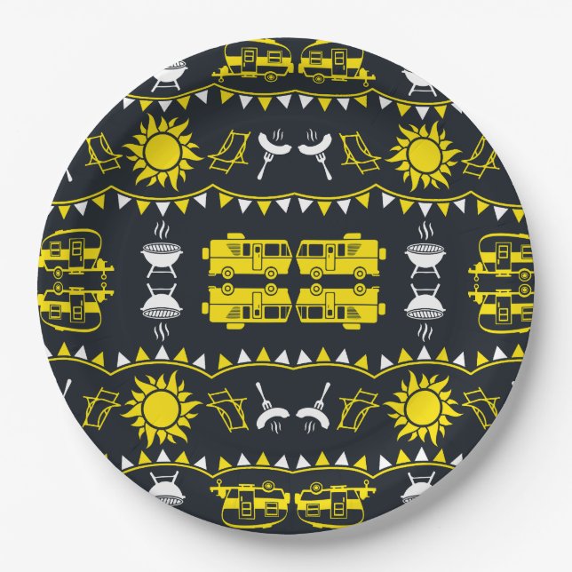 Caravan Camping Decor Paper Plate (Front)