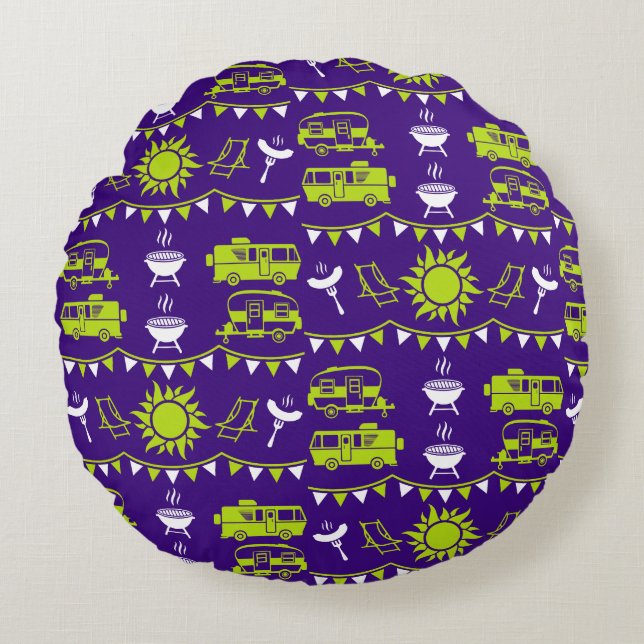 Caravan Camping Decor Round Cushion (Front)