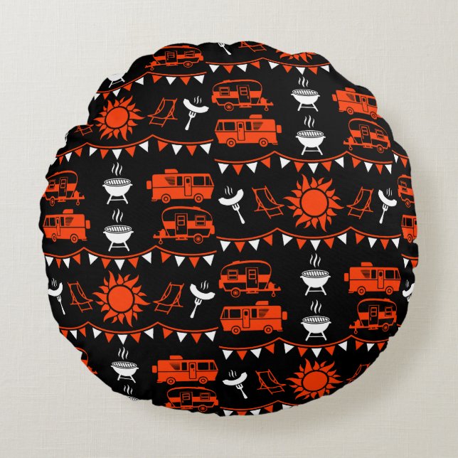 Caravan Camping Decor Round Cushion (Front)
