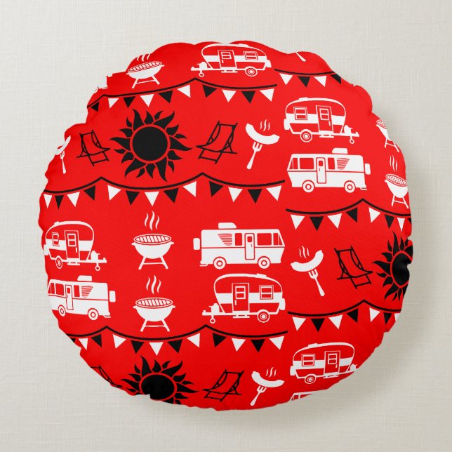 Caravan Camping Decor Round Cushion (Front)