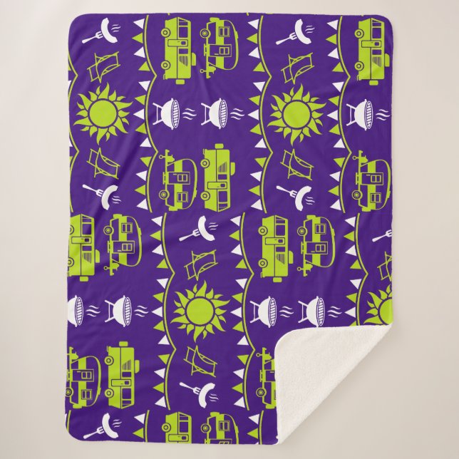 Caravan Camping Decor Sherpa Blanket (Front)