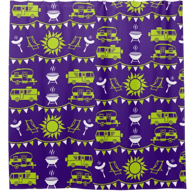 Caravan Camping Decor Shower Curtain (Front)