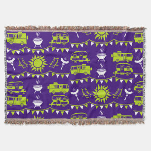 Caravan Camping Decor Throw Blanket