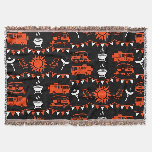 Caravan Camping Decor Throw Blanket (Front)