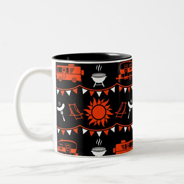 Caravan Camping Decor Two-Tone Coffee Mug (Left)