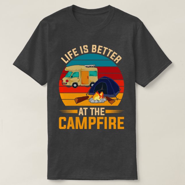 Caravan Campsite Nature Camper Outdoor Camp Retro  T-Shirt (Design Front)