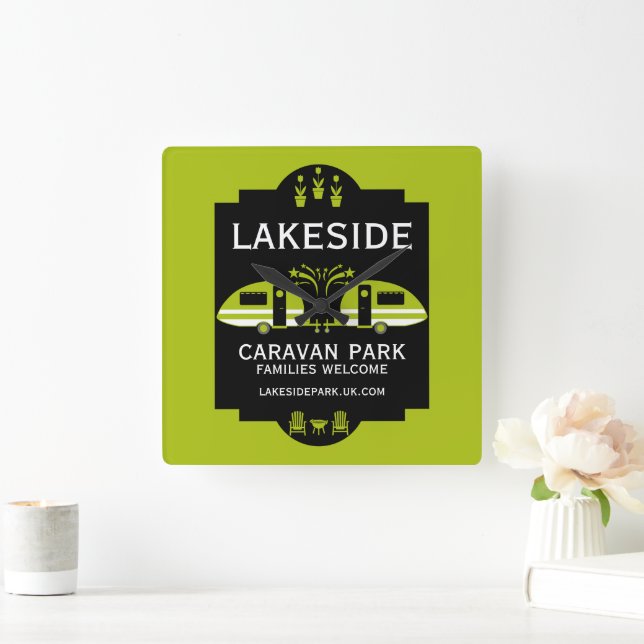 Caravan Campsite Promotion Square Wall Clock (Home)