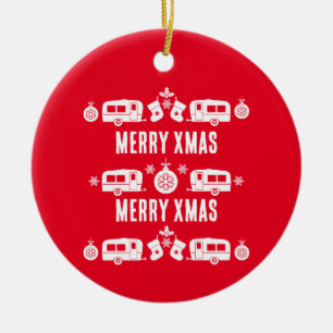 Caravan Happy Christmas Camping   Ceramic Ornament
