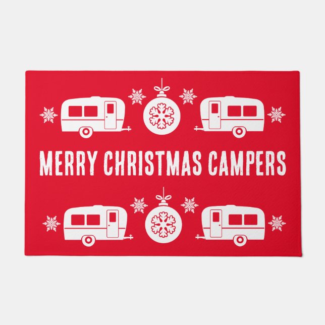 Caravan Happy Christmas Camping   Doormat (Front)