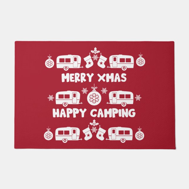 Caravan Happy Christmas Camping   Doormat (Front)