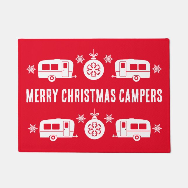 Caravan Happy Christmas Camping   Doormat (Front)