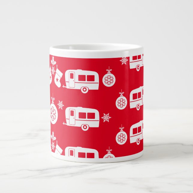 Caravan Happy Christmas Camping   Large Coffee Mug (Front)