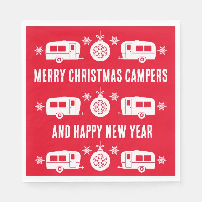 Caravan Happy Christmas Camping   Napkin (Front)