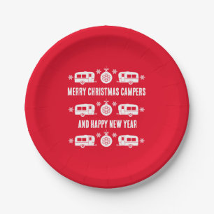 Caravan Happy Christmas Camping   Paper Plate