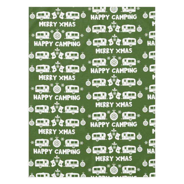 Caravan Happy Christmas Camping   Tablecloth (Front)