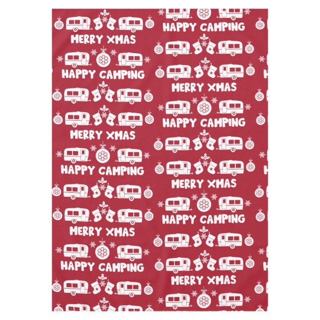 Caravan Happy Christmas Camping   Tablecloth (Front)
